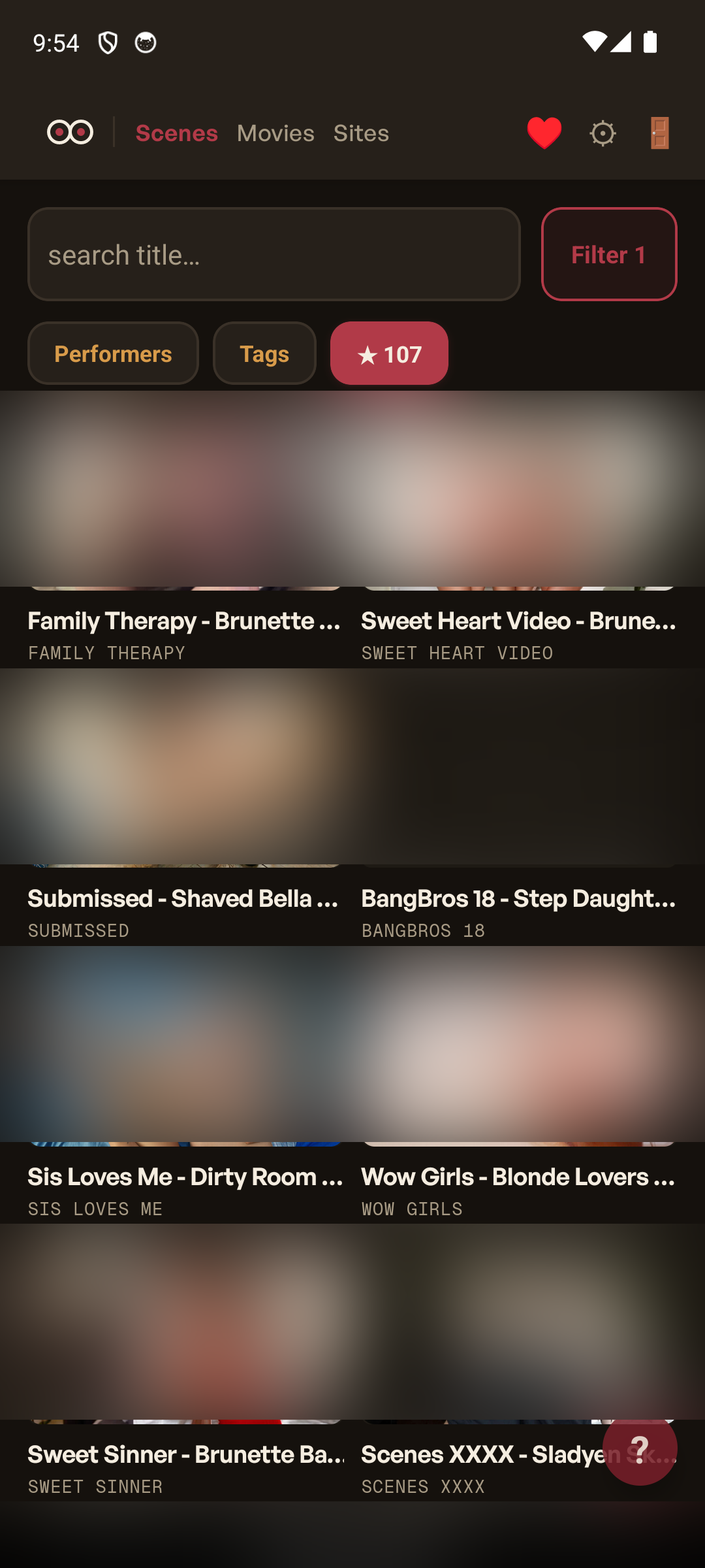Scenes screen
