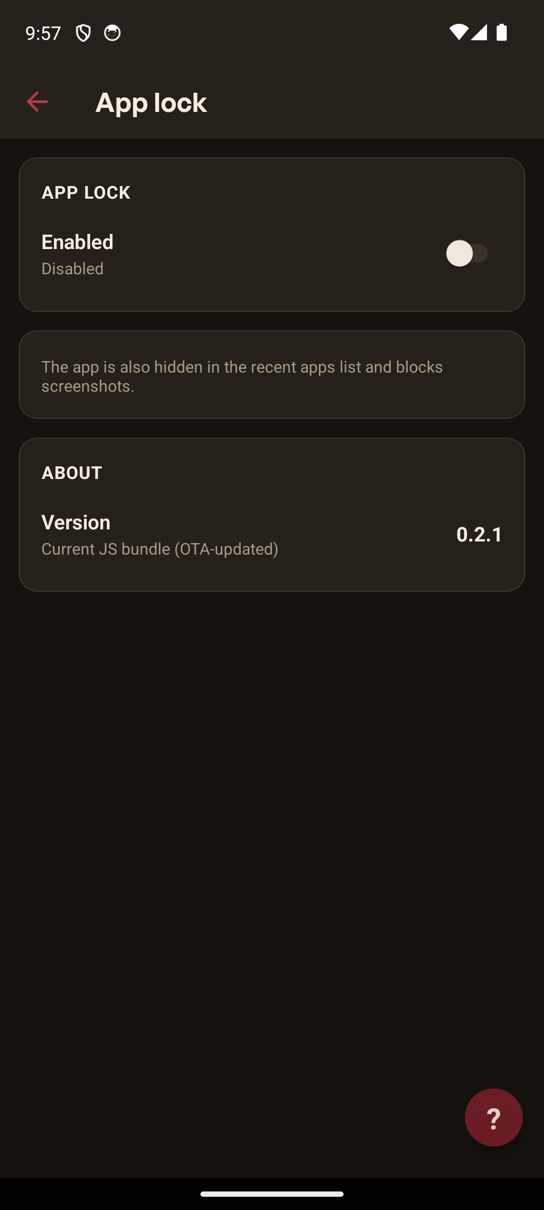App lock screen
